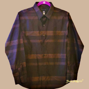 Sean John Boy's Regular Fit Brown Slight Sheen Long Sleeve Button Down Shirt